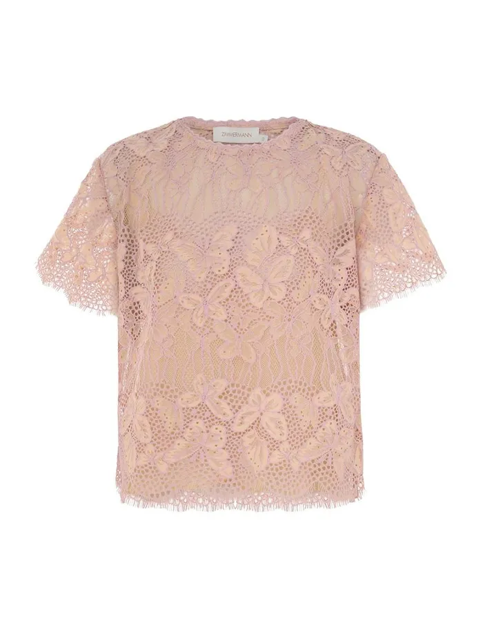 Women Tops Zimmermann Harmony Lace Top Orchid