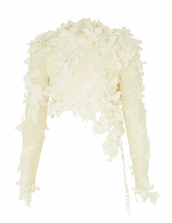 Women Tops Zimmermann Harmony Lasercut Crop Lemon