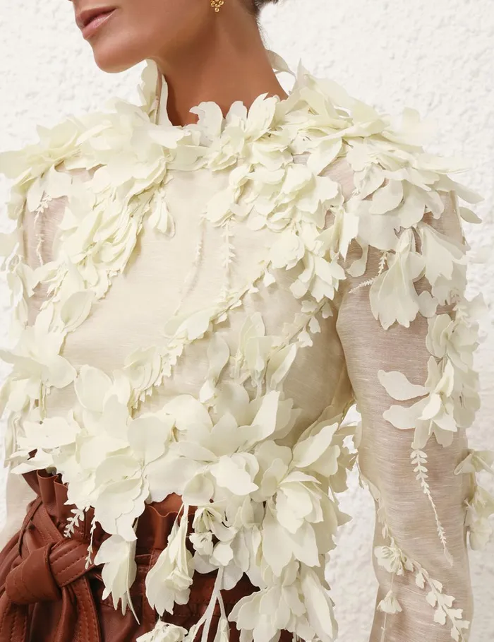 Women Tops Zimmermann Harmony Lasercut Crop Lemon