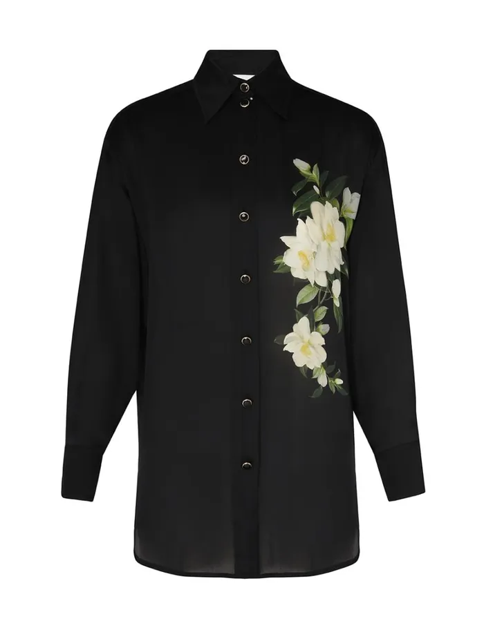 Women Tops Zimmermann Harmony Manstyle Shirt Black Magnolia