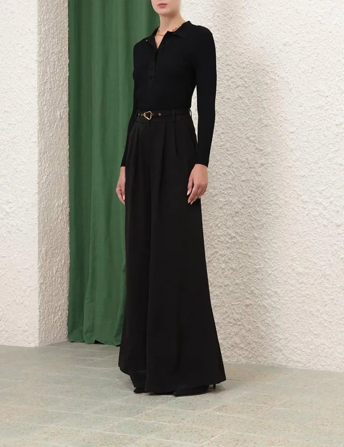 Women Tops Zimmermann Knit Polo Top Black