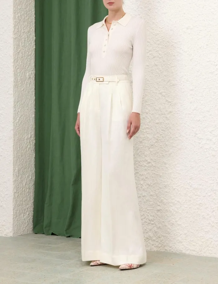 Women Tops Zimmermann Knit Polo Top Parchment