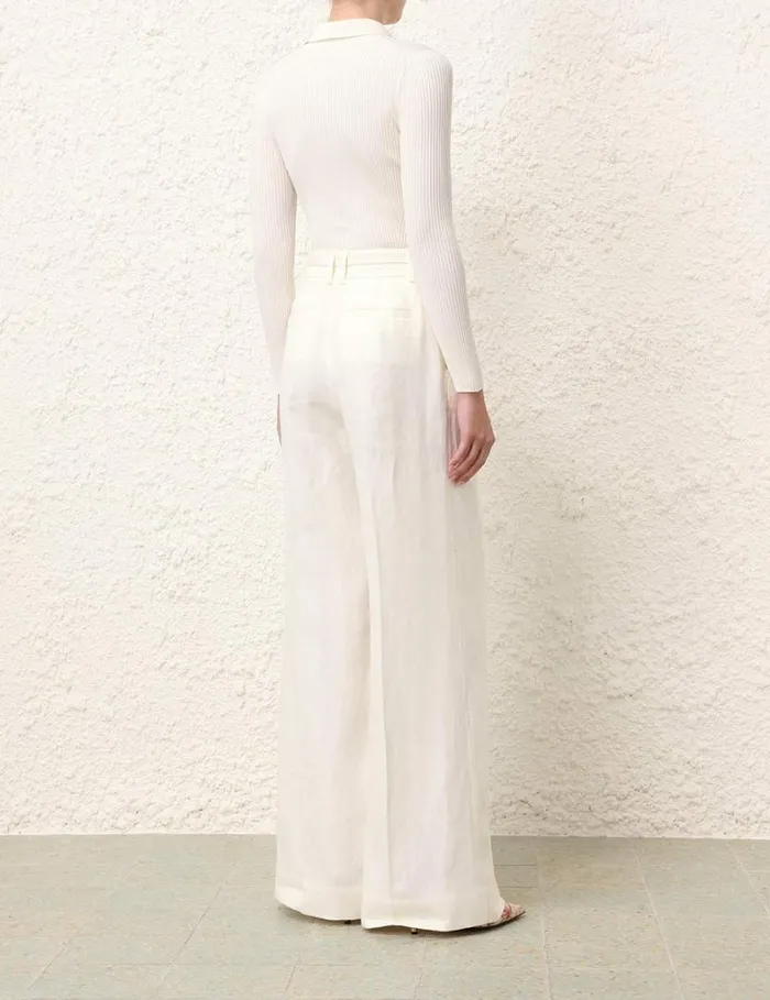 Women Tops Zimmermann Knit Polo Top Parchment