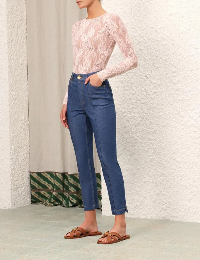Women Tops Zimmermann Lace Bodysuit Blush