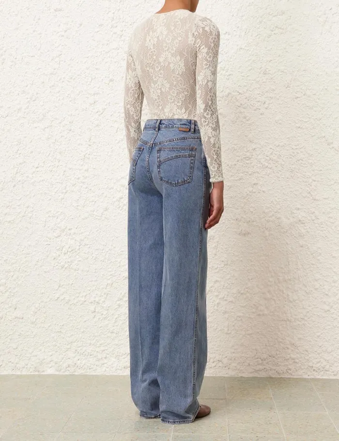 Women Tops Zimmermann Lace Bodysuit Cream