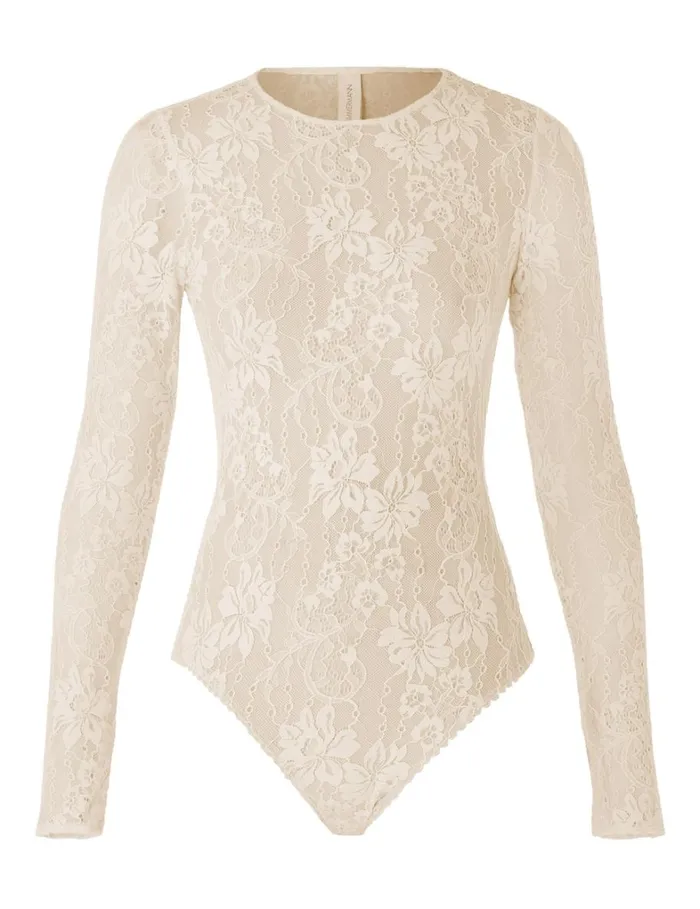 Women Tops Zimmermann Lace Bodysuit Parchment