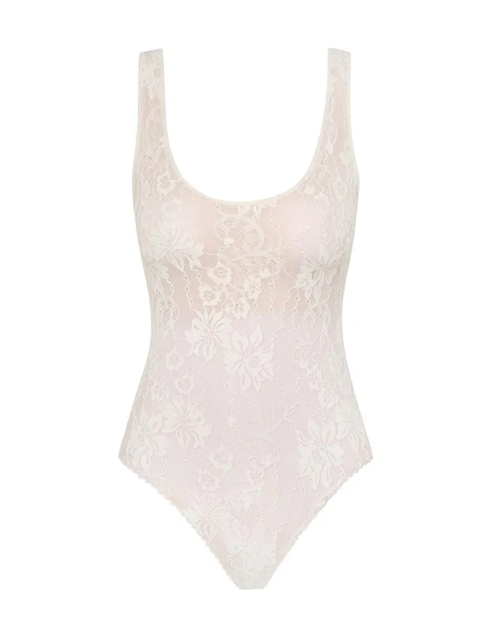 Women Tops Zimmermann Lace Scoop Bodysuit Cream