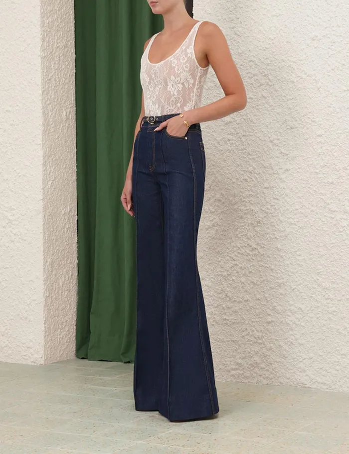 Women Tops Zimmermann Lace Scoop Bodysuit Cream