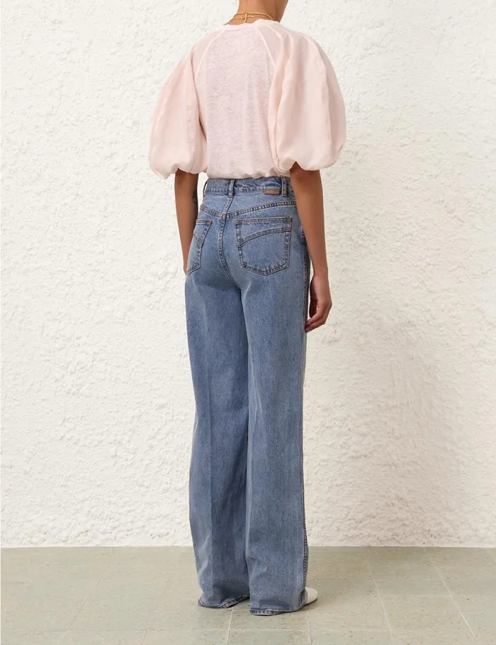 Women Tops Zimmermann Lantern Sleeve Tee Blush