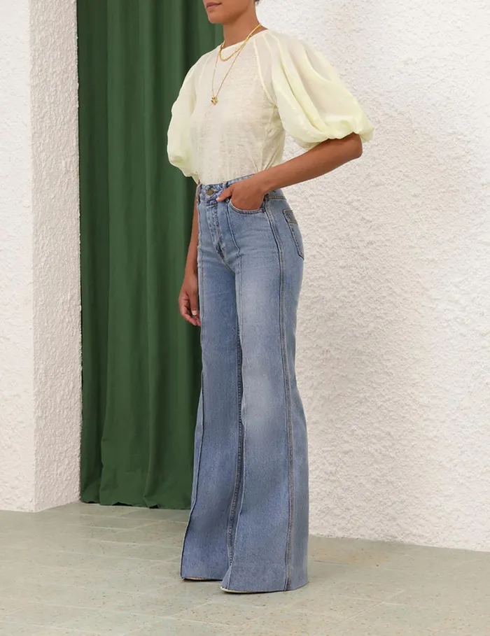 Women Tops Zimmermann Lantern Sleeve Tee Citrus