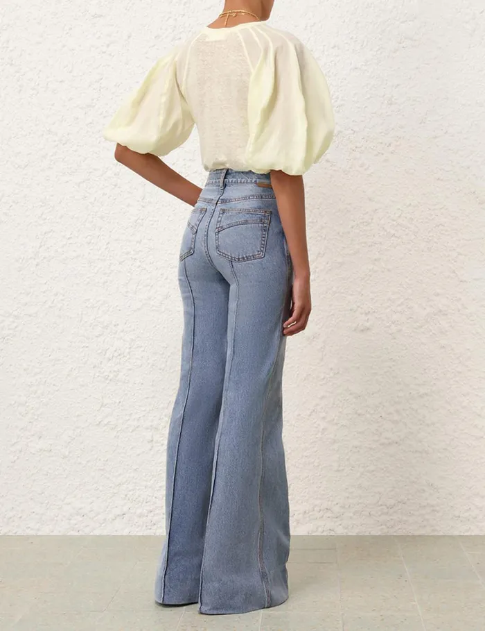 Women Tops Zimmermann Lantern Sleeve Tee Citrus