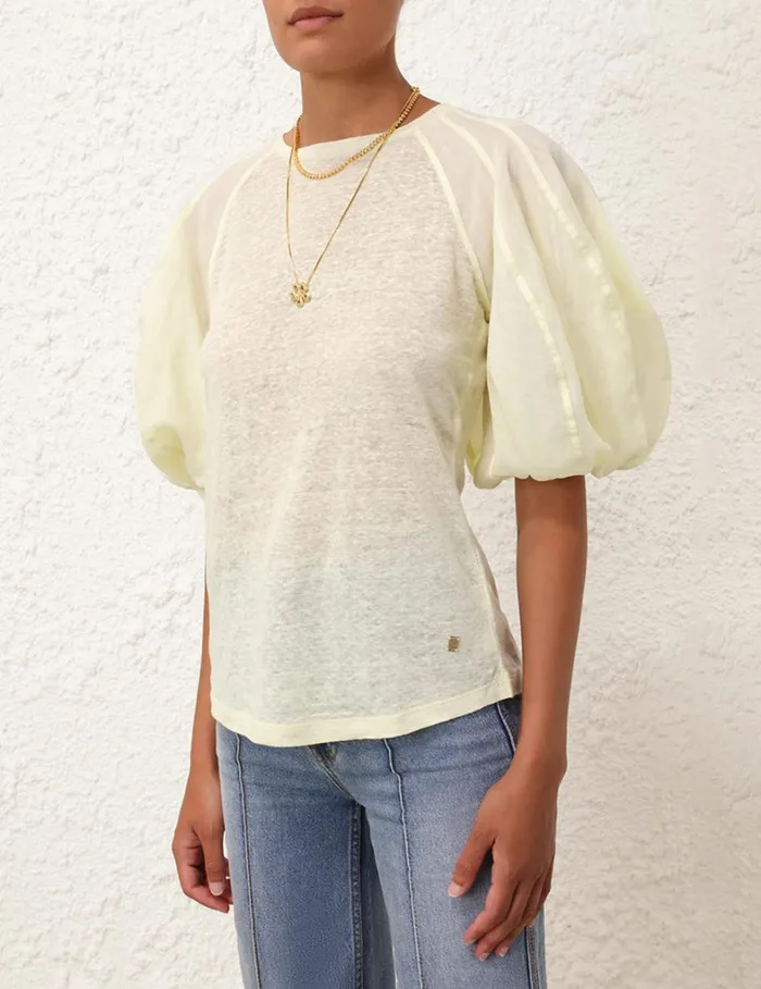 Women Tops Zimmermann Lantern Sleeve Tee Citrus