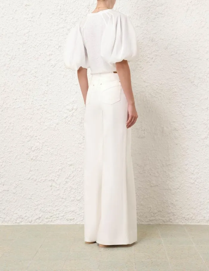 Women Tops Zimmermann Lantern Sleeve Tee Ivory
