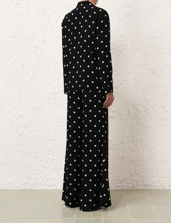 Women Tops Zimmermann Lapel Shirt Black W Cream Dot