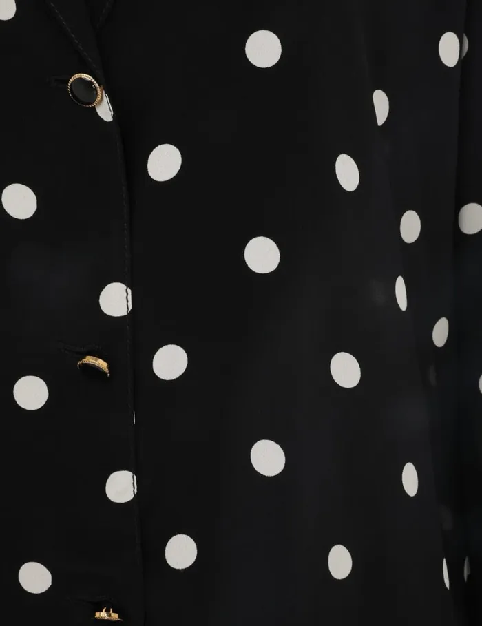 Women Tops Zimmermann Lapel Shirt Black W Cream Dot