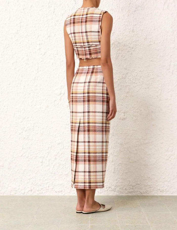 Women Tops Zimmermann Matchmaker Check Bow Bodice Cream Check