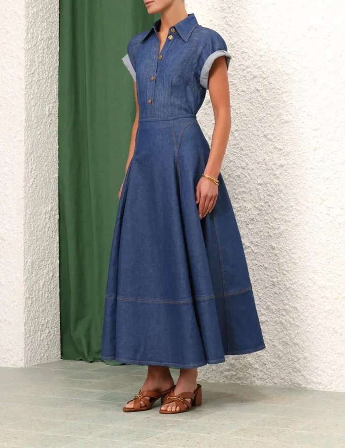 Women Tops Zimmermann Matchmaker Denim Blouse Railway Blue