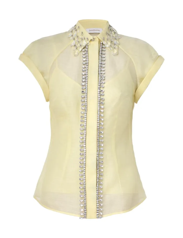 Women Tops Zimmermann Matchmaker Diamante Blouse Lemon