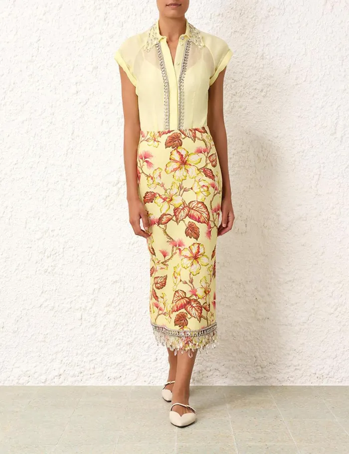 Women Tops Zimmermann Matchmaker Diamante Blouse Lemon