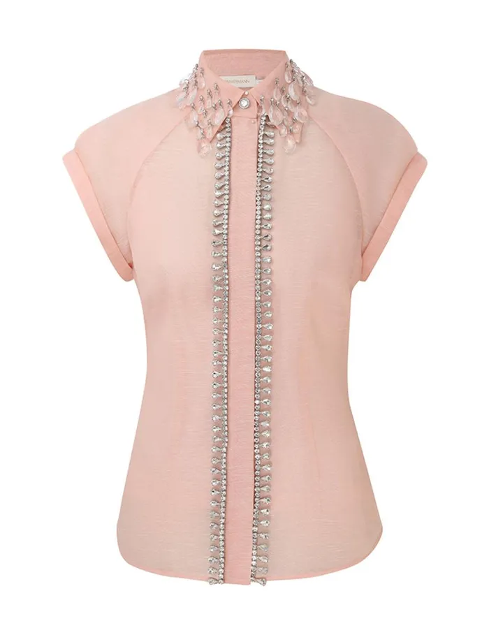 Women Tops Zimmermann Matchmaker Diamante Blouse Pink
