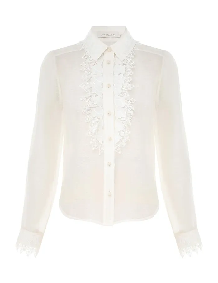 Women Tops Zimmermann Matchmaker Doily Shirt Ivory