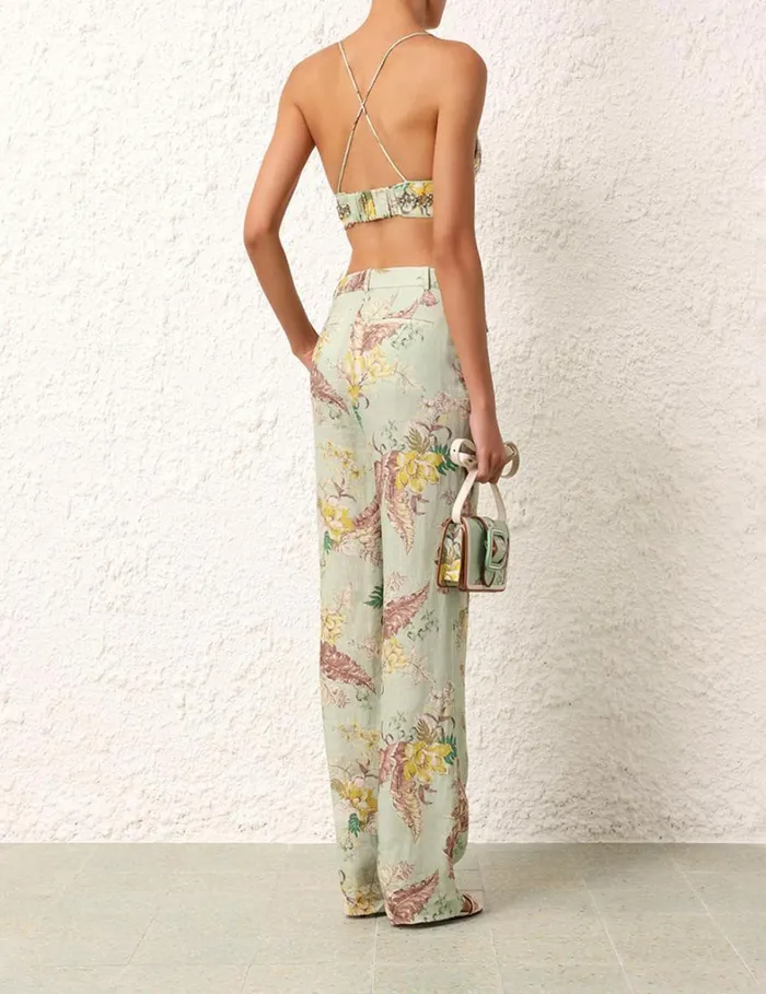 Women Tops Zimmermann Matchmaker Embellished Bra Mint Tropical Floral