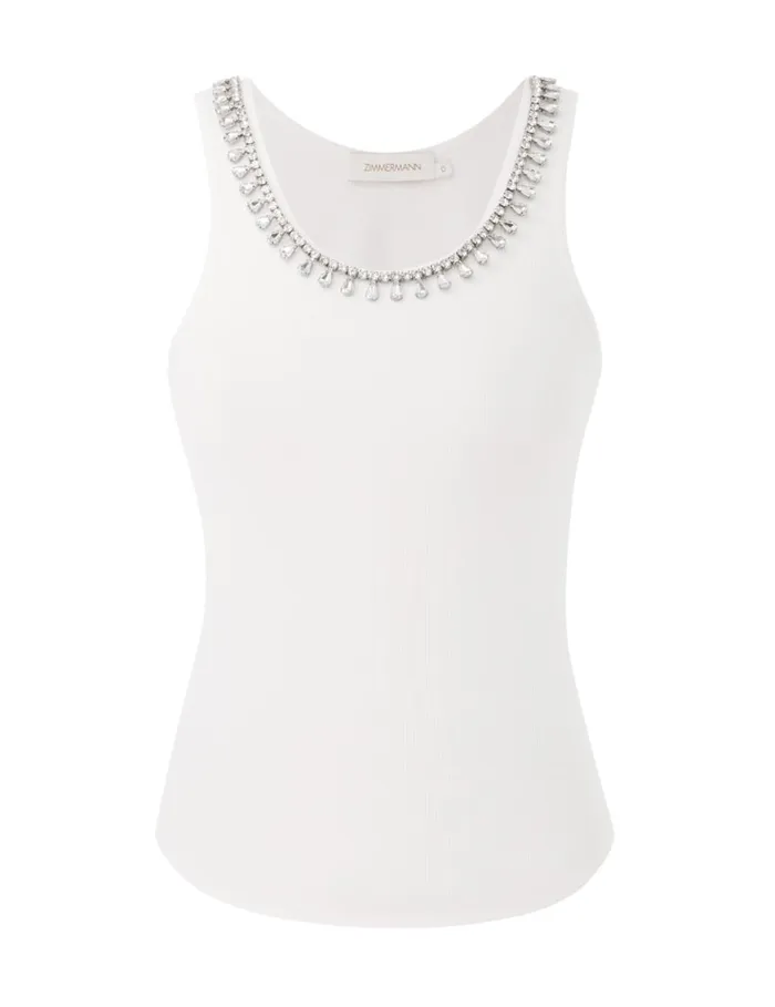 Women Tops Zimmermann Matchmaker Embellished Tank Ivory