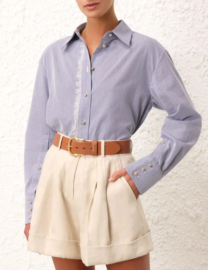 Women Tops Zimmermann Matchmaker Embroidered Shirt Stripe