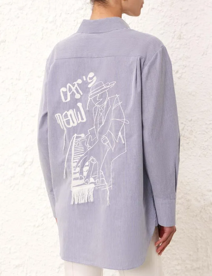Women Tops Zimmermann Matchmaker Embroidered Shirt Stripe