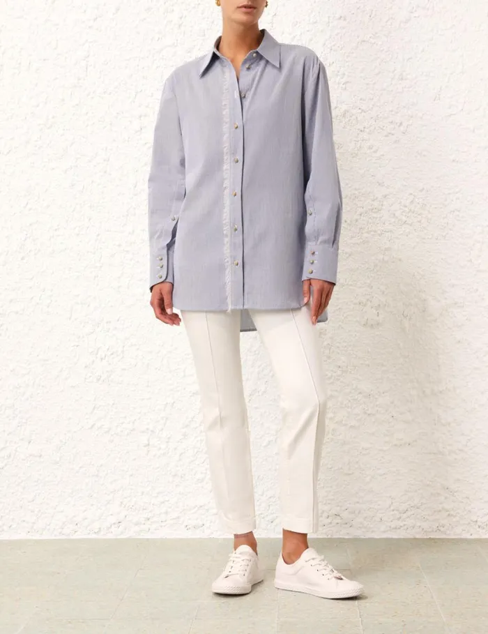 Women Tops Zimmermann Matchmaker Embroidered Shirt Stripe