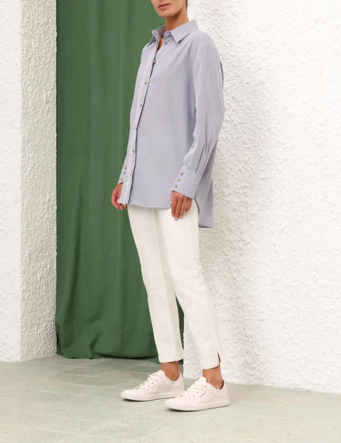 Women Tops Zimmermann Matchmaker Embroidered Shirt Stripe