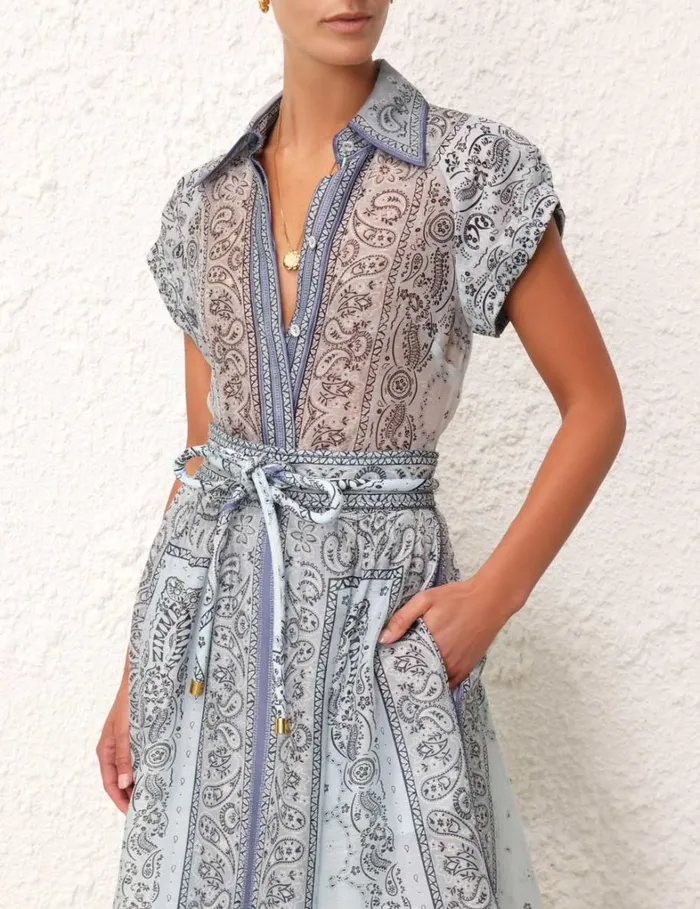 Women Tops Zimmermann Matchmaker Fitted Blouse Blue Bandana