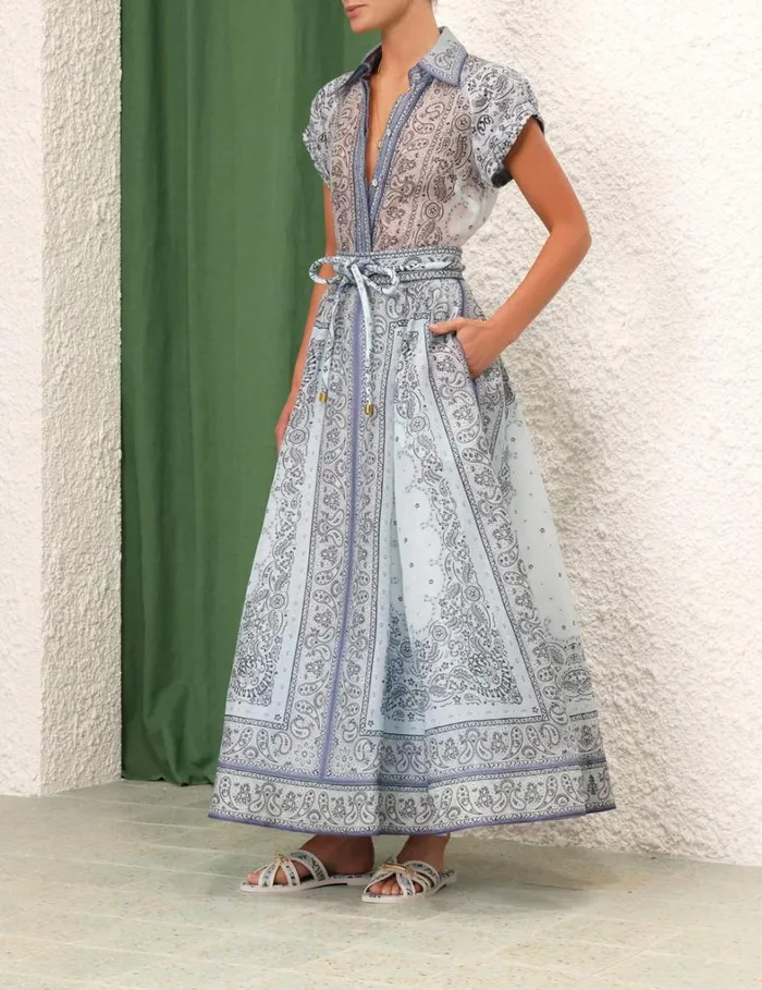 Women Tops Zimmermann Matchmaker Fitted Blouse Blue Bandana