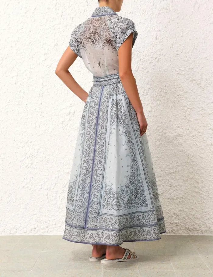 Women Tops Zimmermann Matchmaker Fitted Blouse Blue Bandana