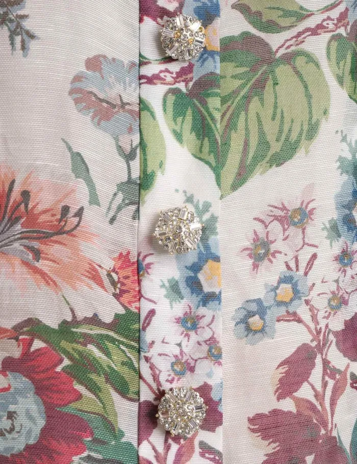 Women Tops Zimmermann Matchmaker Floral Body Shirt Ivory Barkcloth Print