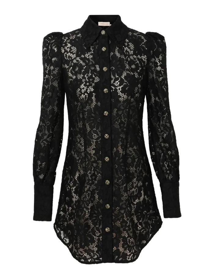 Women Tops Zimmermann Matchmaker Lace Tunic Black