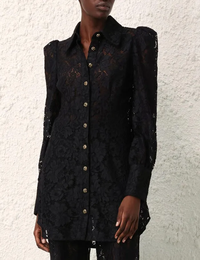 Women Tops Zimmermann Matchmaker Lace Tunic Black