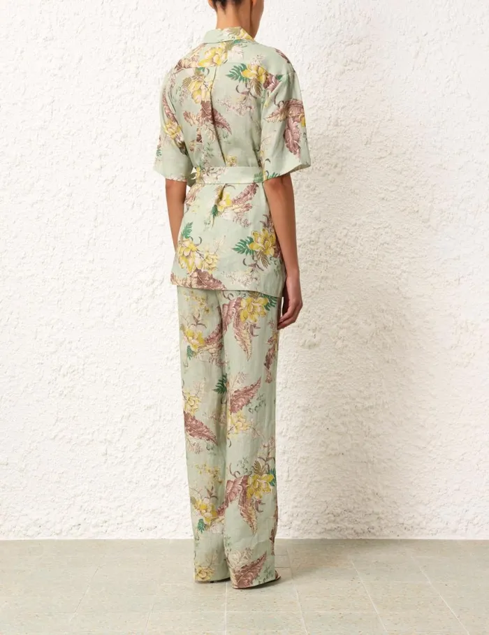 Women Tops Zimmermann Matchmaker Oversized Shirt Mint Tropical Floral