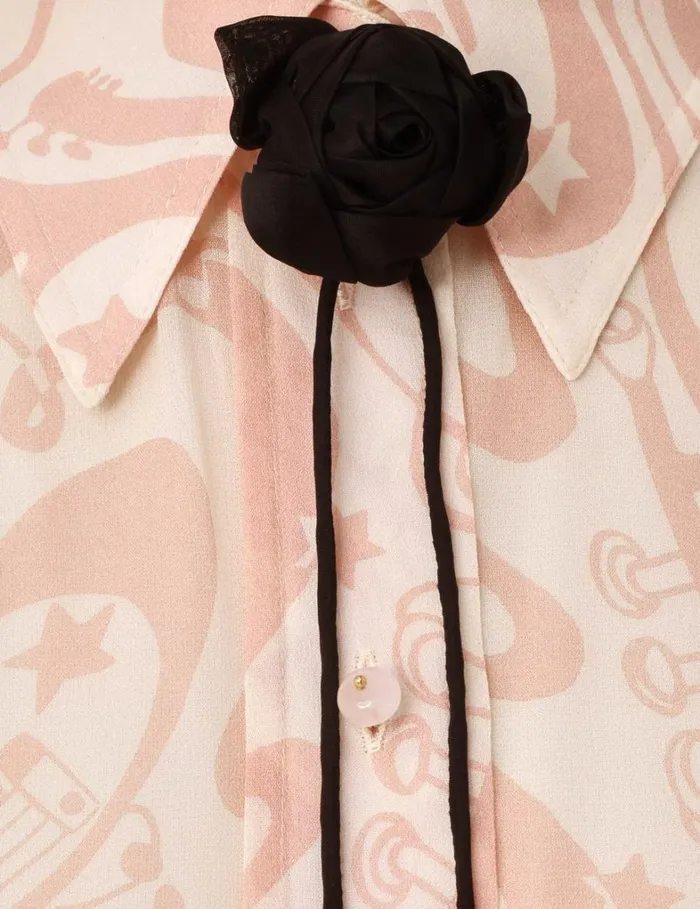 Women Tops Zimmermann Matchmaker Relaxed Shirt Pinkcream Abstract Musical