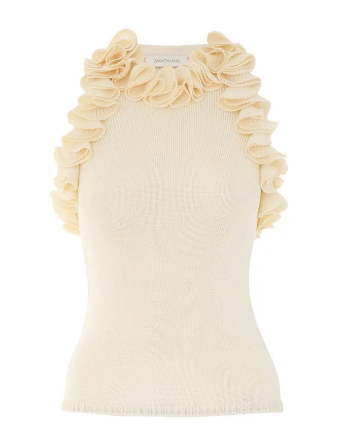 Women Tops Zimmermann Matchmaker Ruffle Neck Top Cream