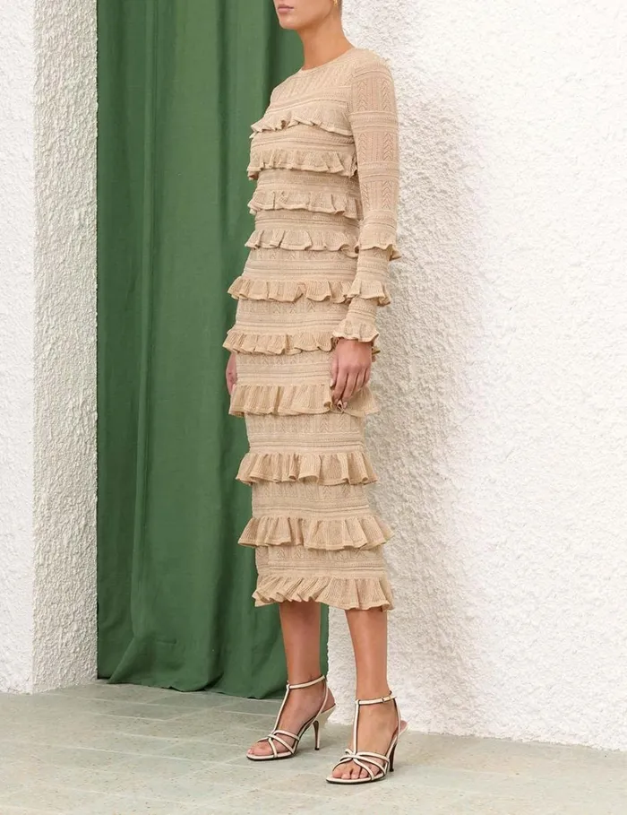 Women Tops Zimmermann Matchmaker Ruffle Top Gold Lurex