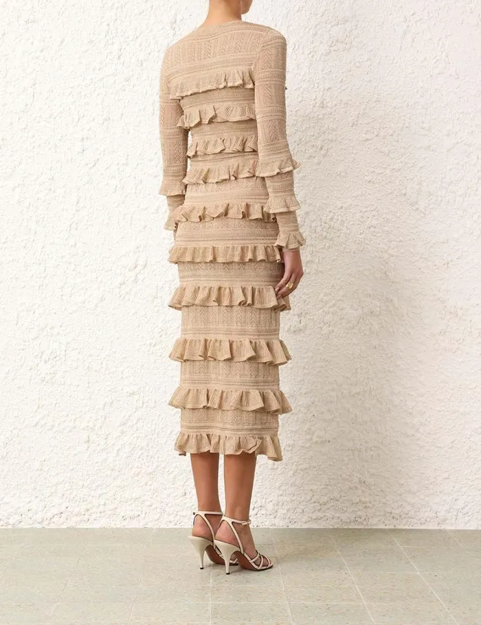 Women Tops Zimmermann Matchmaker Ruffle Top Gold Lurex