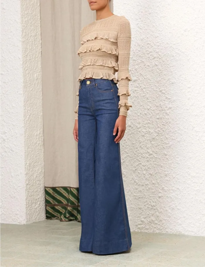 Women Tops Zimmermann Matchmaker Ruffle Top Gold Lurex