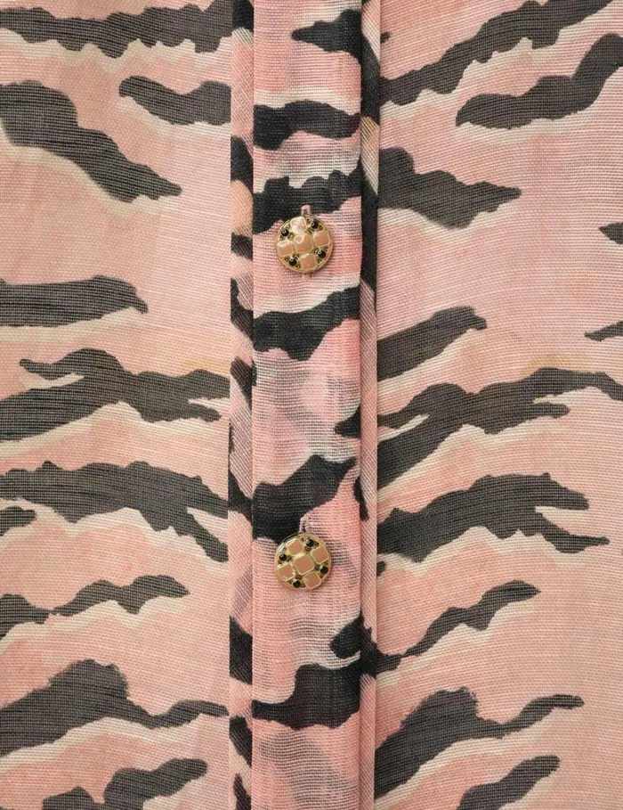 Women Tops Zimmermann Matchmaker Safari Shirt Pink Tiger