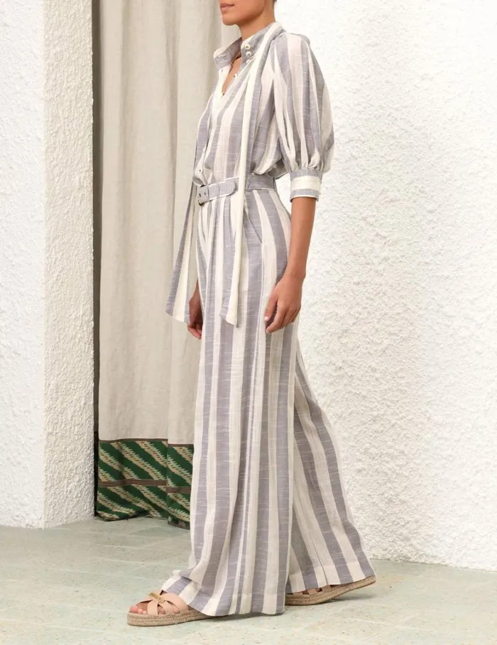 Women Tops Zimmermann Matchmaker Swing Blouse Bluecream Stripe