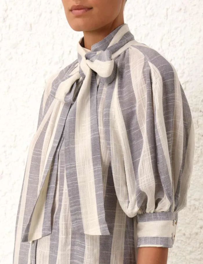 Women Tops Zimmermann Matchmaker Swing Blouse Bluecream Stripe