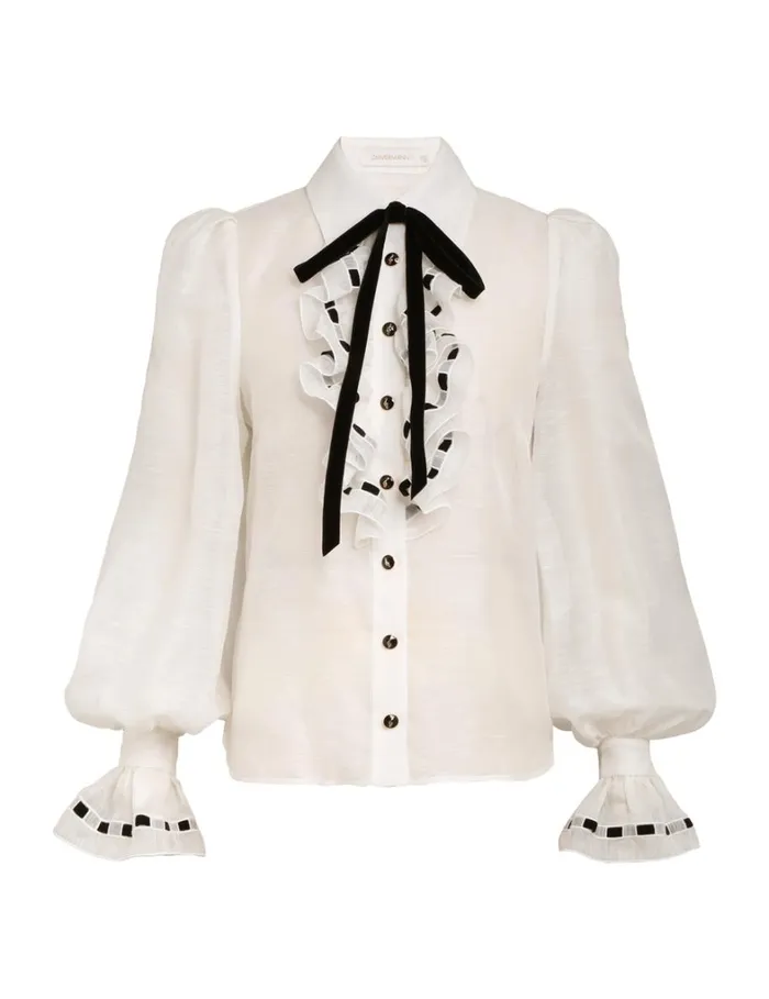 Women Tops Zimmermann Matchmaker Tuxedo Body Shirt Ivory