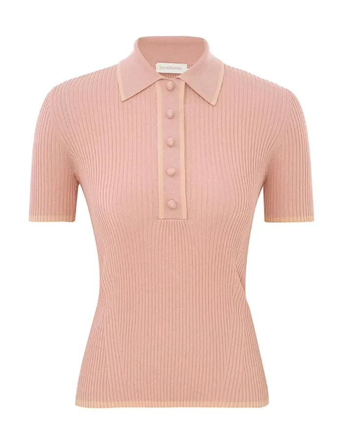 Women Tops Zimmermann Metallic Polo Peach