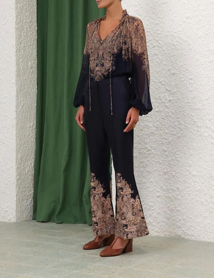 Women Tops Zimmermann Natura Billow Blouse Navy Paisley
