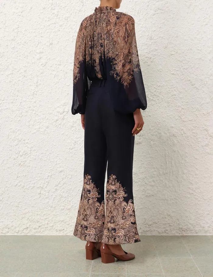 Women Tops Zimmermann Natura Billow Blouse Navy Paisley